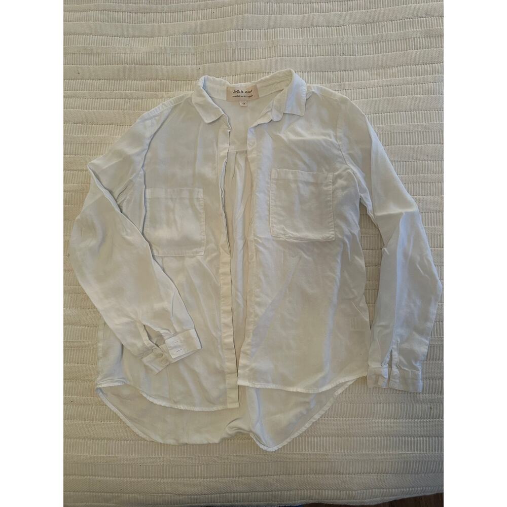 Anthropologie Cloth & Stone M White Tencel Button Up